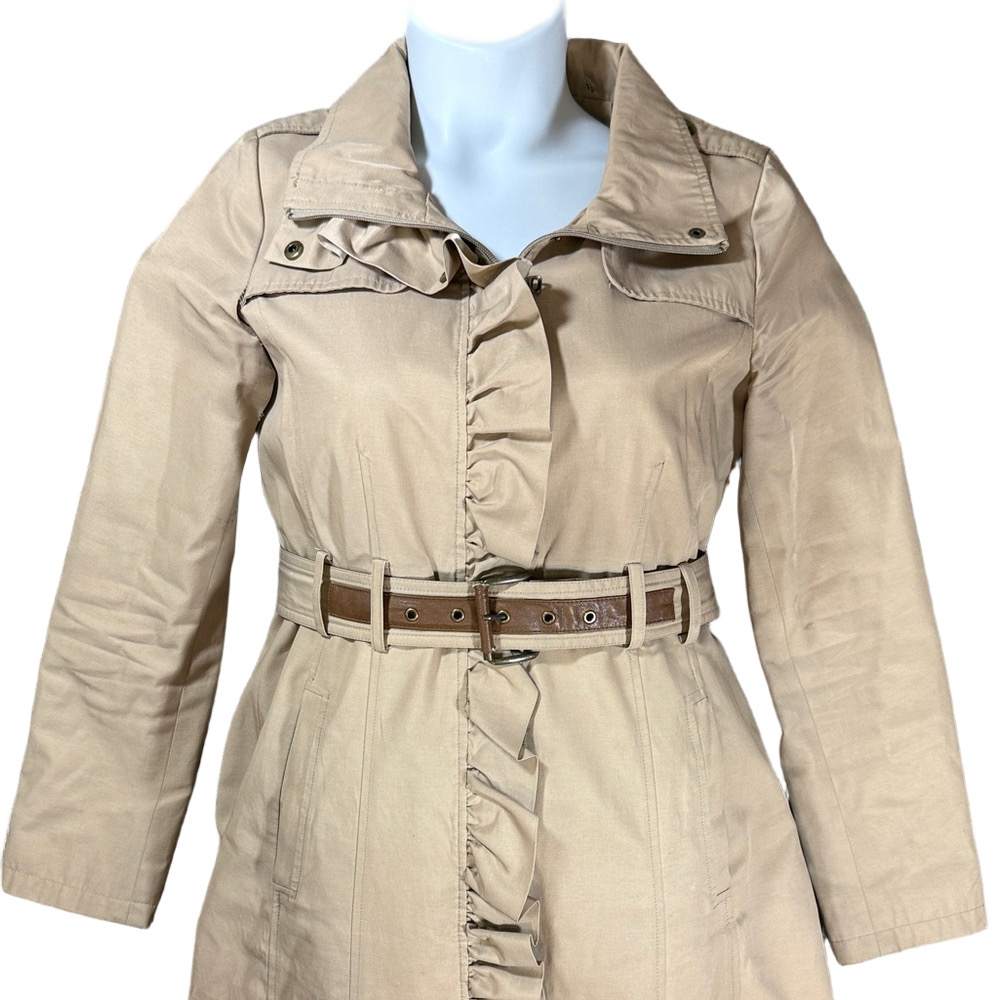 Guess Beige Ruffle Trench Coat SKU1421 - Picture 3 of 10